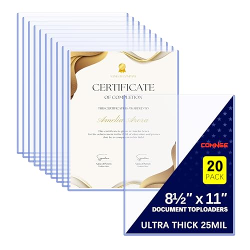20ct 8.5"x11" Document Toploader - 25Mil Heavy Duty Print Protector Holder | 25Mil Rigid Sleeves Protect Documents, Photos and Prints from Scratches and Bends, Clear Design for Display and Storage - size: 20ct 8.5" x 11" Document Toploader 25Mil