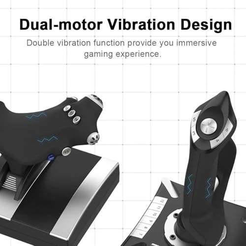Sanpyl PXN2119pro Throttle and Joystick Flight Simulator Game Controller with Vibration Function, 4 Axes, 8 Way POV, 16 Programmable Keys