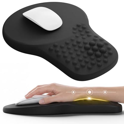 Ergonomic Mouse Pad with Wrist Rest Support, Mousepad for Carpal Tunnel Pain Relief, Memory Foam with Massage Design, Non-Slip PU Base for Office, Home, Gamming