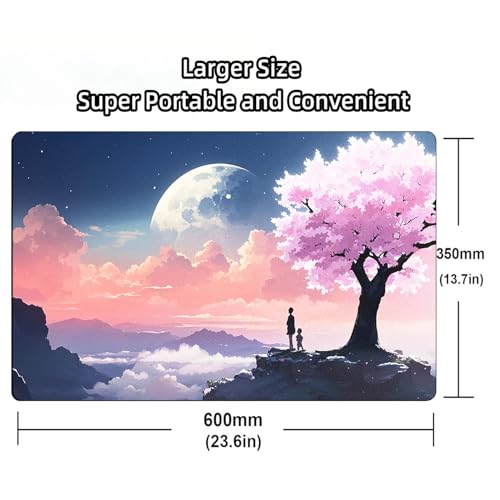 STORKY MTG Playmat, Landscape Board Game Mat with Storage Bag, Mouse Pad for DTCG CCG RPG Trading Card Playing Mat with Zones, Smooth Rubber Surface Battle, 24 x 14 inches, Pink Sakura - color: Pink Sakura