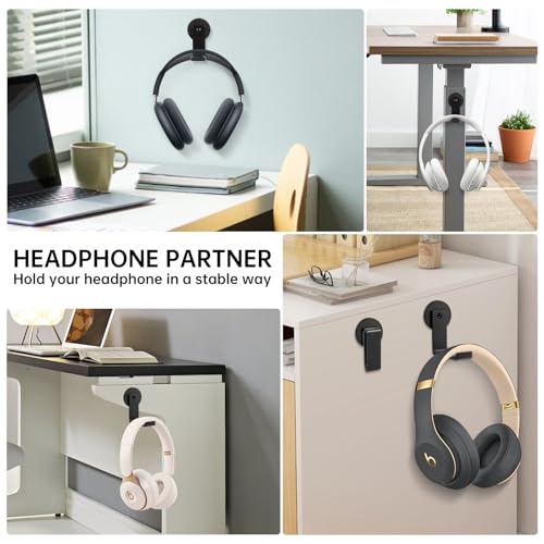 Magnetic Headphone Holder, Headphone Hanger for Desk & Table, 1PCS | Aluminum Headset Hooks, Headphone Mount Stand with Rubber Pad, Compatible with All Computer/Gaming Headsets