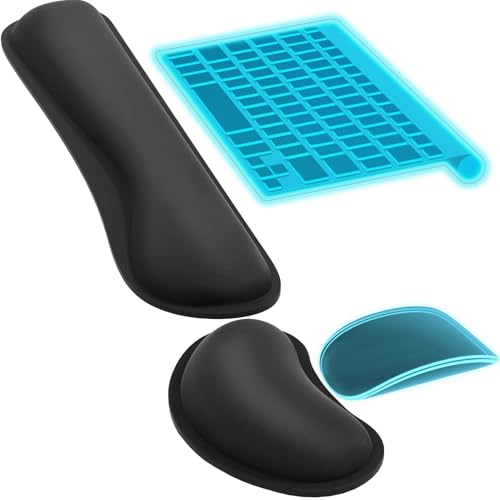 KTRIO Keyboard Wrist Rest & Small Mouse Wrist Rest, Black | Memory Foam Wrist Support, Ergonomic Design, Non-Slip Base, Office and Home Use - color: Black