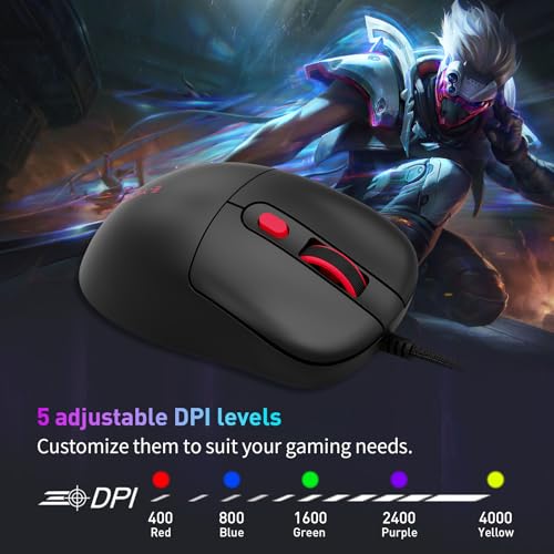 E-YOOSO Computer Mouse Wired, Gaming Mouse 10000 DPI, 1000HZ, Superlight Mouse Ergonomic Work Wired Mouse for Laptop and PC/Mac - Black - color: Wired Black Mouse
