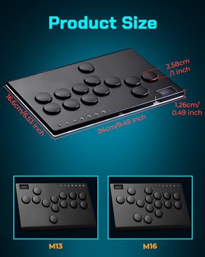 Sehawei Haute42 All Metal Arcade Stick 13Keys All-Button Controller with Custom RGB & Turbo Functions,Arcade Fighting Stick for PC/Ps3/Ps4/Switch/Steam-Supports SOCD - color: M13 Black