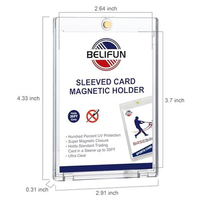 20-Pack One Touch Sleeved-Card Magnetic-Holders - 35PT Trading Card Holders, UV Protection Clear Acrylic Card Cases, Magnet Case Protectors for Game Cards, Baseball Cards, Sports Cards, Standard Cards - size: 20ct Sleeved Card Magnetic Holder