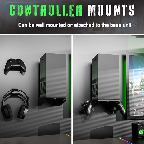 ADZ Series X Wall Mount for Xbox Series X Console, Multifunction Wall Mount Stand Includes Strong Metal Base and Xbox Controller Holder Mounts