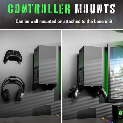 ADZ Series X Wall Mount for Xbox Series X Console, Multifunction Wall Mount Stand Includes Strong Metal Base and Xbox Controller Holder Mounts