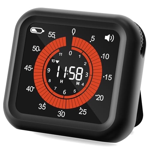 Digital Magnetic Visual Kitchen Timer, Up to 11H 59M Countdown & Count Up | USB-C Rechargeable, Large VA Display, Adjustable Volume and Brightness, Memory Recall Function for Kitchen, Classroom, Study - color: Black
