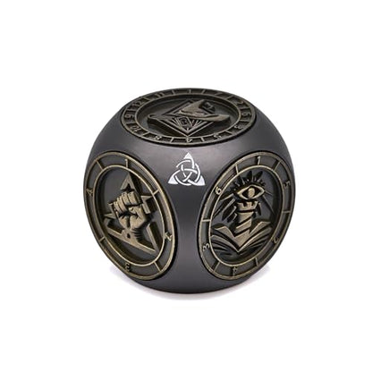 7-in-1 메탈 DND 주사위 스피너 큐브, 테이블 탑 RPG용 3D 릴리프, 던전 마스터 및 플레이어를 위한 선물 상자 (블랙 브론즈) - color: 블랙 브론즈