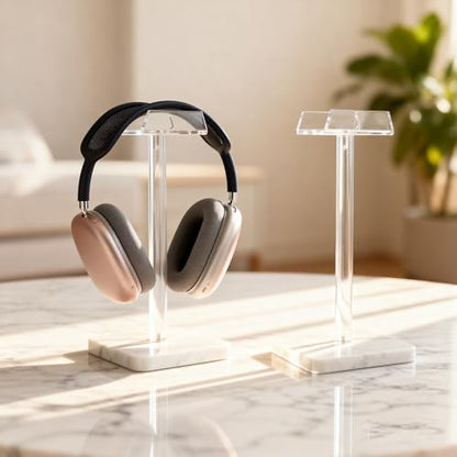 Acrylic Marble Headset Holder Headphone Holders for Desk, Gaming Headphone Stand,Universal Holder for Music Headset Accessories 1 Pack(DP029) - color: white