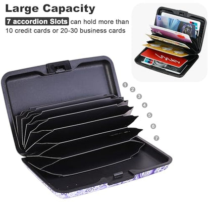 Mini RFID Aluminum Wallet Credit Cards Holder Business Card Case Metal ID Case for Men Women (Camellia) - color: Camellia