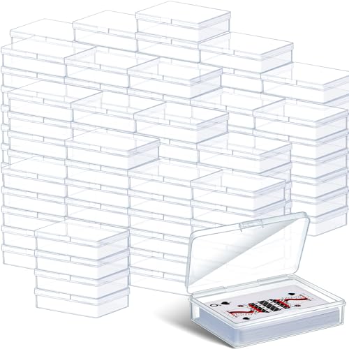 Vicenpal Playing Card Box Clear Plastic Playing Card Deck Case Snap Closed Holder Storage Organizer for Bank Business Trading Poker Gaming(100 Pcs,Raised Snap,3.86 x 2.91 x 0.94 Inch) - color: Raised Snap, size: 3.86 x 2.91 x 0.94 Inch