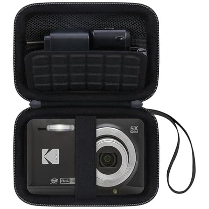 Canboc Hard Case for Kodak PIXPRO FZ55/ FZ45/ FZ43/ FZ53 16MP Digital Camera, Vlogging Camera Bag, Zipper Mesh Pocket fit Cable, SD Card, Black (Case Only) - color: T-Black