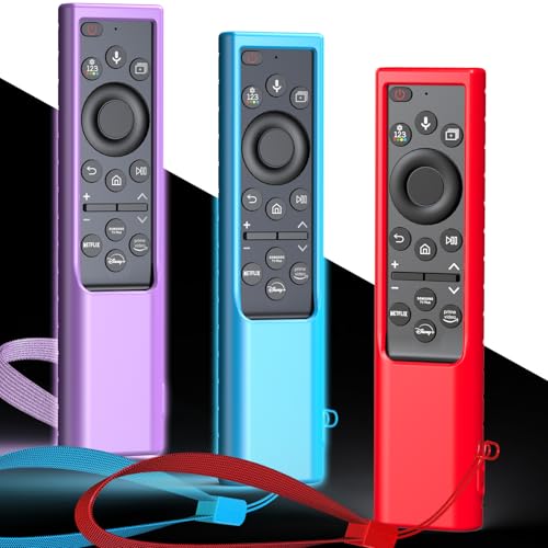 Remote Cover for Samsung Smart TV, Silicone Protective Case for Solar Cell BN59-01357 BN59-01385 BN59-01265A BN59-01388A Controller Case Skin Sleeve Purple Blue Red - color: Red Blue and Purple