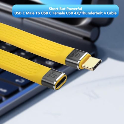 SinLoon 40Gbps USB4 Type C Extension Cable 100W PD Fast Charging 8K USB C to USB C Flat Slim FPC Data Cable for Laptop & Phone (Male to Female)