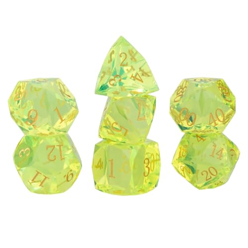 Resin DND Dice Set, 7 Pieces Handmade Sharp Edge Polyhedral Dice for Role Playing Game, Dice Accessory for D&D RPG Players and Starters d4 d6 d8 d10 d12 d20 with Gift Box (Yellow) - color: Yellow