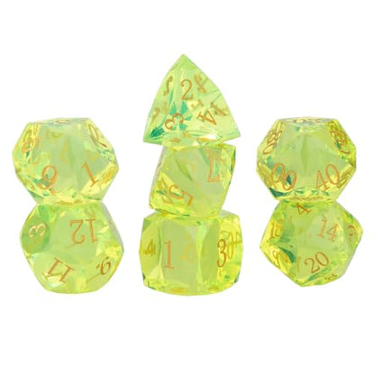 Resin DND Dice Set, 7 Pieces Handmade Sharp Edge Polyhedral Dice for Role Playing Game, Dice Accessory for D&D RPG Players and Starters d4 d6 d8 d10 d12 d20 with Gift Box (Yellow) - color: Yellow