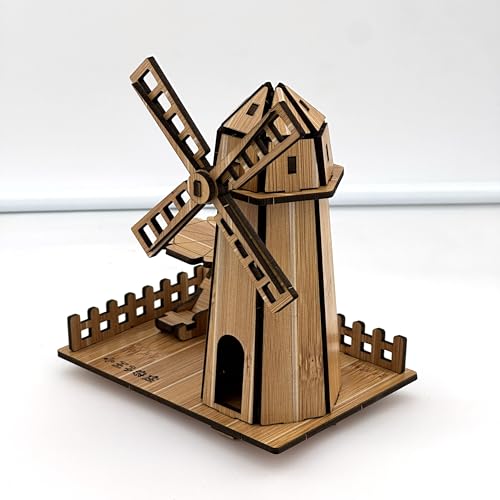 3D Puzzles for Adults, Log Cabin DIY Wooden House Model Kits for Adults to Build, Country Cottage Building Model, 3D Jigsaw Brain Teaser Puzzle, Dollhouse (Holland Windmill)