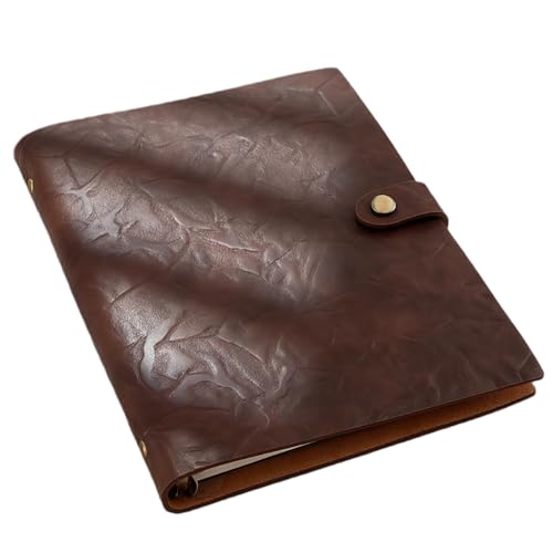 Refillable A5 Leather Binder Journal Soft Cover Notebook, Vintage Crinkled Leather Organizer with 6 Ring Binder, 148 Lined Loose Leaf Pages, Pen Holder, Pocket & Card Slots, for Work Study Daily, Coffee - color: Coffee