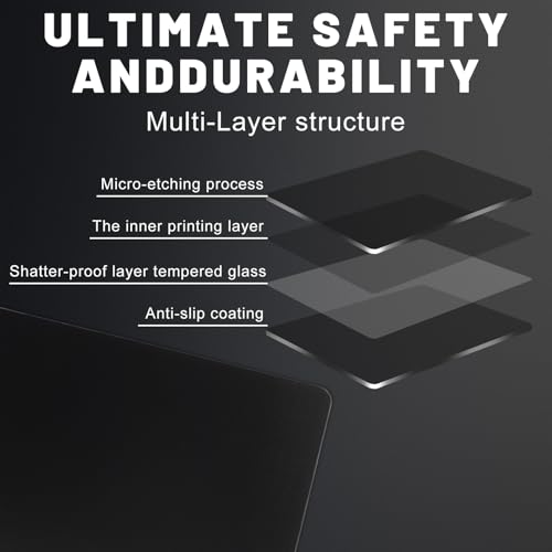 Glass Mousepad, Hard Surface Gaming Mouse Pads, Mousepad Gaming, Glasspad | Glass Pad, Professional Esport Tempered Glass Mouse Pad, Hard Mouse Pad for Bed, 11.8"×9.8" computer mat - color: Black