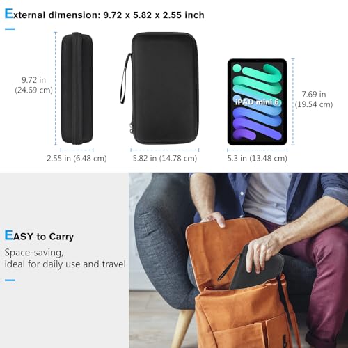 ProCase Large Hard Travel Electronic Organizer Case for MacBook Power Adapter Chargers Cables Tech Organizer Hard Drive USB Flash Disk SD Card Portable Electronics Accessories Bag -Black