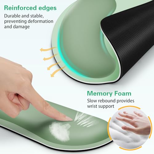 Mouse Pad with Wrist Rest Set, 3-in-1 Wrist Support Mousepad | Gaming Mat Pad with Anti-Skid Base,Ergonomic Mouse Pad Green,Memory Foam Gel Wrist Rest for Computer Keyboard - color: Antique Green