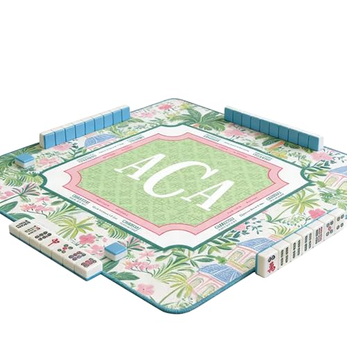 Personalized Palm Beach Chic Mahjong Mat, Custom Monogram Neoprene Game Surface, Portable Travel Playing Mat with Non-Slip Rubber Backing
