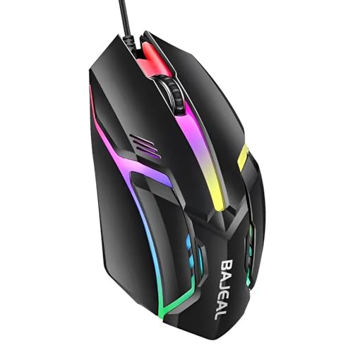 Wired USB Mouse – RGB Optical Computer Mouse,1200 DPI Office,Home and Game Mice for Windows PC, Laptop, Desktop, Notebook, for Right or Left Hand Use (Black)