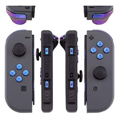 eXtremeRate DIY Full Set Buttons for Nintendo Switch & Switch OLED, Replacement Buttons for JoyCon, ABXY Direction Keys SR SL L R ZR ZL + - Home Capture Trigger Buttons Springs - Chameleon Purple Blue - color: Chameleon Purple Blue