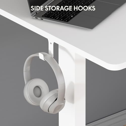 FLEXISPOT Standing Desk Electric Height Adjustable Desk with 48 x 24 Inch Splice Board, Home Office Computer Workstation, White Top + White Frame - color: White, size: 48"x24"