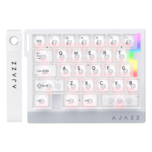 AJAZZ AK029 Magnetic Switch One Handed Gaming Keyboard, Hall Effect Rapid Trigger Mechanical Keypad with SOCD & DKS, 8KHz Polling Rate, 29 Keys Mini Ergonomic Gaming Keyboard for FPS Gamers, PC - color: White Transparent