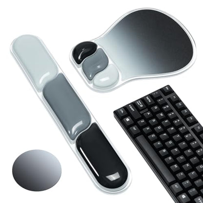 Ospelelf Mouse Pad with Wrist Rest Set Gel Ergonomic Keyboard Wrist Support Anti-Slip Rubber Bottom Office Women Desk Accessories for Computer, Laptop and Gaming, Black and Grey - color: Black and Grey, style: Keyboard Rest + Mouse Rest + Coaster