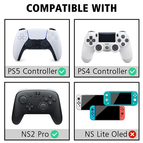 TIKOdirect Thumb Grip Caps for PS5, PS4, Switch 2 Pro, Soft Silicone Thumb Grips, Thumb Joystick Cap for ps5/ps4 controller, 4 psc/ 2 pairs, Green - color: Green