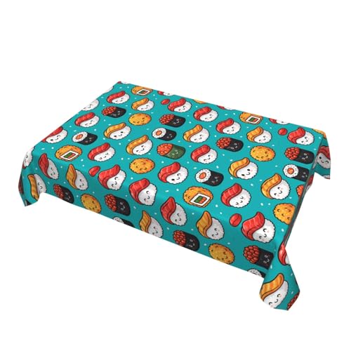 Famame Funny Food Cute Sushi Tablecloth Rectangle Waterproof Stain Resistant Table Covers 54x72 Inch Decorative Tablecloths for Kitchen Dinner Picnic - color: Food Sushi, size: 2" x 2" (Rectangular)