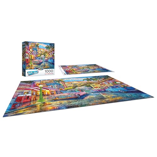 RoseArt - Back to The Past - 1950'S Hollywood Street - 1000 Piece Jigsaw Puzzle for Adults - style: 1950s Hollywood Street