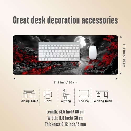 Extended Gaming Mouse Pad, Large Mouse Mat 3 mm Nature Rubber Base Mousepad with Stitched Edges, Non-Slip Desk Mat for Office Home Great Gift 31.5x11.8 Inch (Dark Canyon 6) - color: Dark Canyon 6