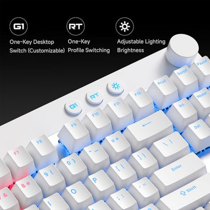 MCHOSE Mix 87 TKL Wired Gaming Keyboard Magnetic Switch Hall Effect Keyboards Rapid Trigger SOCD 8K Polling Rate Volume Knob Adjustable Actuation Point RGB Lighting HotSwap Black Apollo Switch - color: Black-Apollo TTC