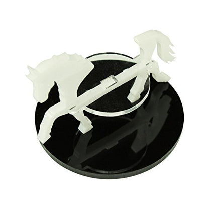 LITKO Horse Mount | Compatible with D&D & Pathfinder | 50mm Round | White | Turns a 30mm (1.25-inch) hero into a saddled rider | 2-inch base | Includes steed + clear acrylic base | Glue assembly - color: White, style: 50mm Circular Base
