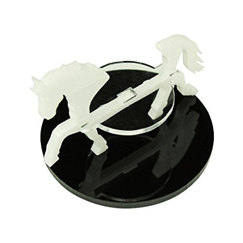 LITKO Horse Mount | Compatible with D&D & Pathfinder | 50mm Round | White | Turns a 30mm (1.25-inch) hero into a saddled rider | 2-inch base | Includes steed + clear acrylic base | Glue assembly - color: White, style: 50mm Circular Base