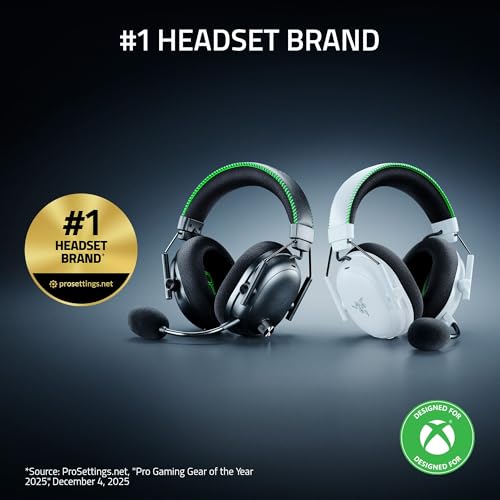 Razer BlackShark V3 Pro Wireless ANC Xbox Gaming Headset, White | Full Band Mic, 50mm Drivers, 2.4 GHz, Bluetooth, USB, 3.5mm, Works with PC, Mac, PS5, Nintendo Switch, 70 Hr Battery - color: White, style: Xbox