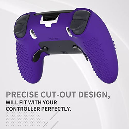 PlayVital 3D Studded Edition Anti-Slip Silicone Cover Case for ps5 Edge Controller, Soft Rubber Protector Skin for ps5 Edge Wireless Controller with 6 Thumb Grip Caps - Purple - color: Purple