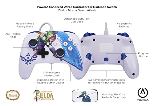 PowerA Enhanced Nintendo Switch and Switch 2 Wired Controller - Master Sword Attack Zelda Link, Officially licensed - color: Master Sword Attack