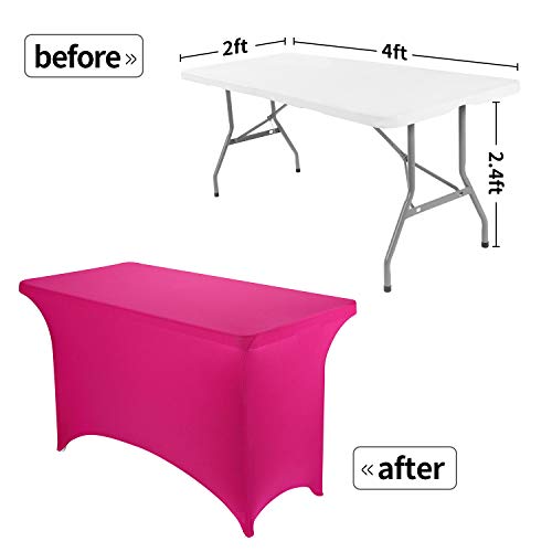 Peomeise 4FT Spandex Table Cover Rectangular Stretch Spandex Tablecloth (Fuchsia,4FT) - color: Fuchsia, size: 48" x 30" (Rectangle)