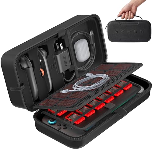 OIVO Carrying Case Compatible with 2025 Nintendo Switch2, Portable Switch Travel Carry Case Fit for Joy-Con & Adapter Hard Shell Protective Pouch Bag with 24 Game Slots, Black For N DS Cases & Storage - color: Black, size: 2025 inches