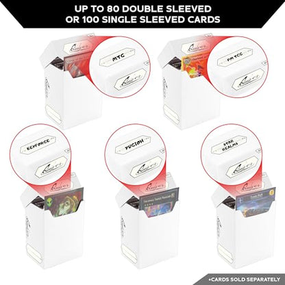 White Trading Card Deck Block & Card Sleeves Bundle Fits Magic: The Gathering Cards & Other TCG - 80+ Standard Deck Box with 2 Dividers and 100 Artemis White Sleeves (66 x 93 mm) | 1 deck box 80+ with 2 dividers and 100 Artemis white sleeves (66 x 93 mm),