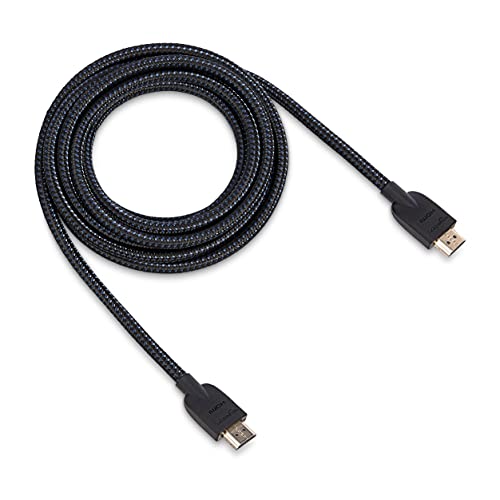 Amazon Basics Nylon-Braided HDMI 2.0 Cable, 10ft, 4K@60Hz, 18Gbps, 2160p, 48 bit, Compatible with TV/PS5/Xbox/Roku/Blu-ray, Black & Blue - color: Black, size: 10 Feet (Pack of 1)