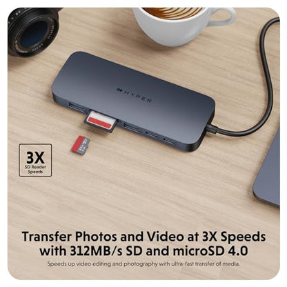 HyperDrive Next 11 Port USB C Hub for Mac, PC, and Chromebook w/ 2 4K60Hz HDMI, 2 USB-A, 2 USB-C Hub 10Gbps,140W Power Delivery, SD & microSD Card Reader, Ethernet, 3.5mm Audio Ports - size: 11 Port USB-C Hub with 2x USB-A