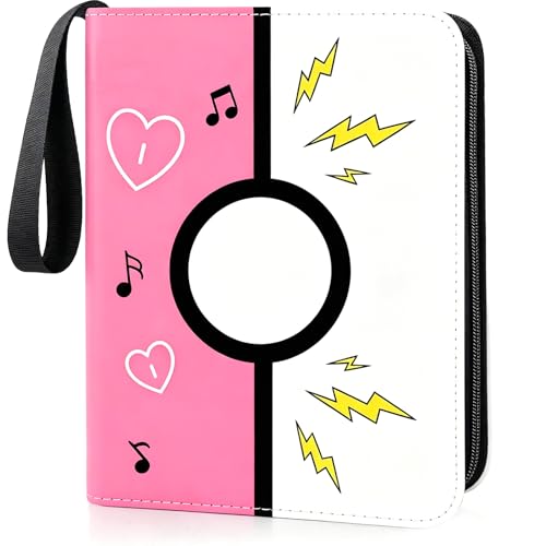 Collectible Trading Card Albums, 400 Card Holders with 50 Removable Sleeves, Portable 4 Pockets Collectible Trading Card Binder, PU Card Collection Binder for MTG, TCG, Sport Card, Game Cards - color: PETAL PINK