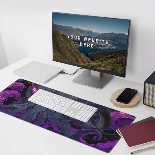 Large Gaming Mouse Pad with Purple Octopus Abstract Art Design, 35.4" x 15.7", for Gaming, Office and Travel - color: octopus
