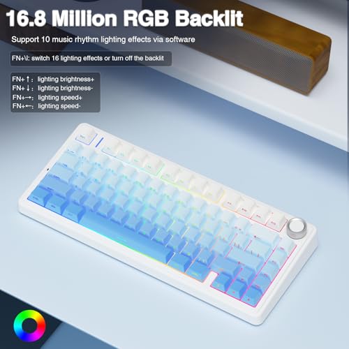 AULA F75 Pro Wireless Mechanical Keyboard,75% Hot Swappable Custom Keyboard,RGB Backlit,Pre-lubed Linear Switches,Side Printed PBT Keycaps Mechanical Gaming Keyboards,Gradient Blue - color: F75 Pro-Gradient Blue